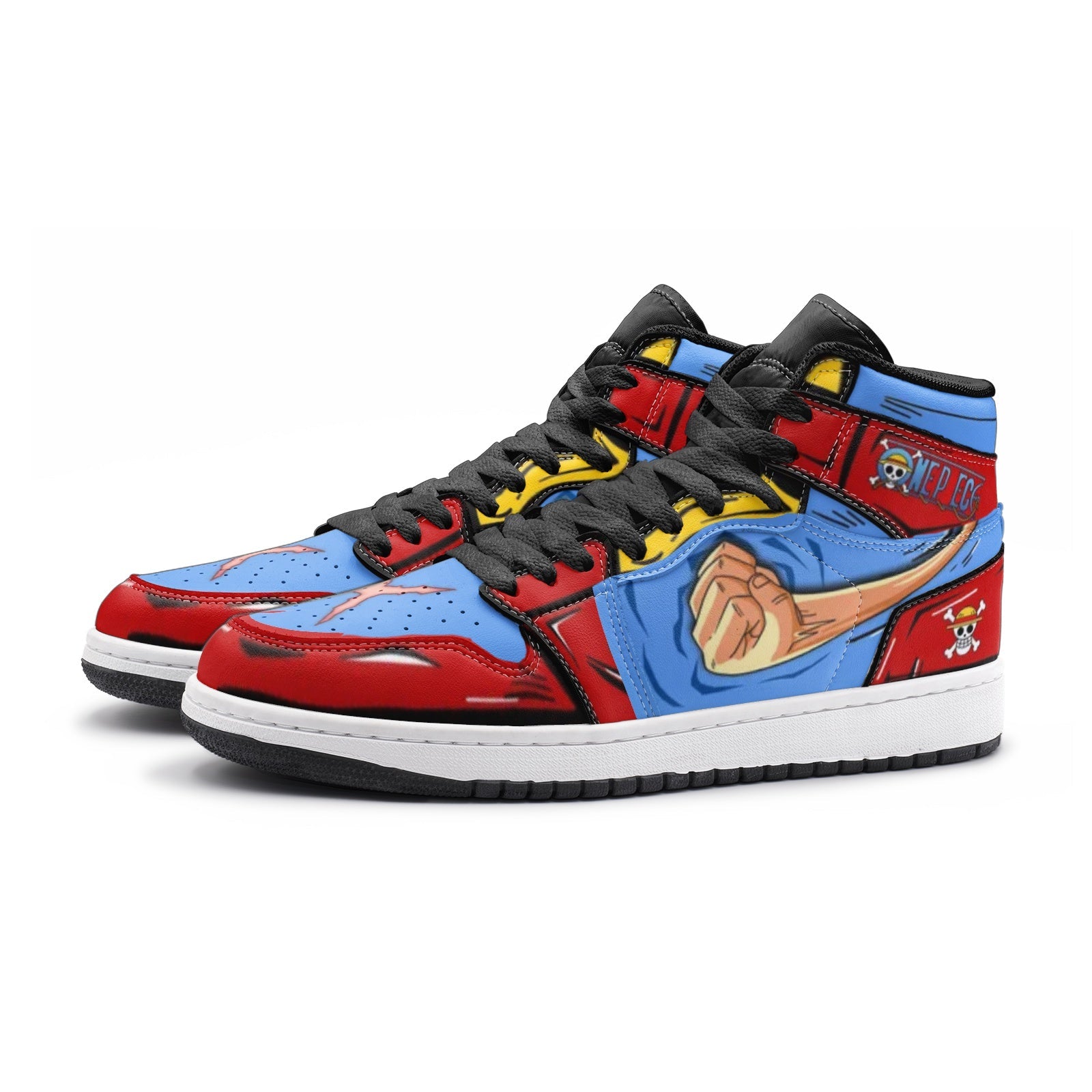 Alternative view of Monkey D. Luffy Fist One Piece Custom Sneaker Mid 1 Basketball Shoes - Otaku Hall