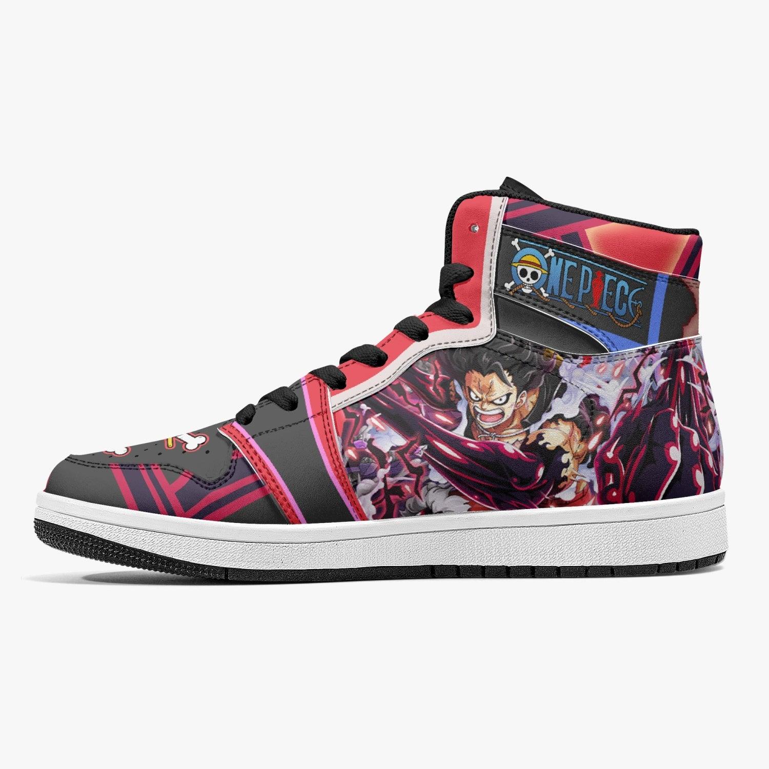 Alternative view of Monkey D. Luffy Gear 4th Snake Man One Piece Custom Sneaker Mid 1 Basketball Shoes - Otaku Hall