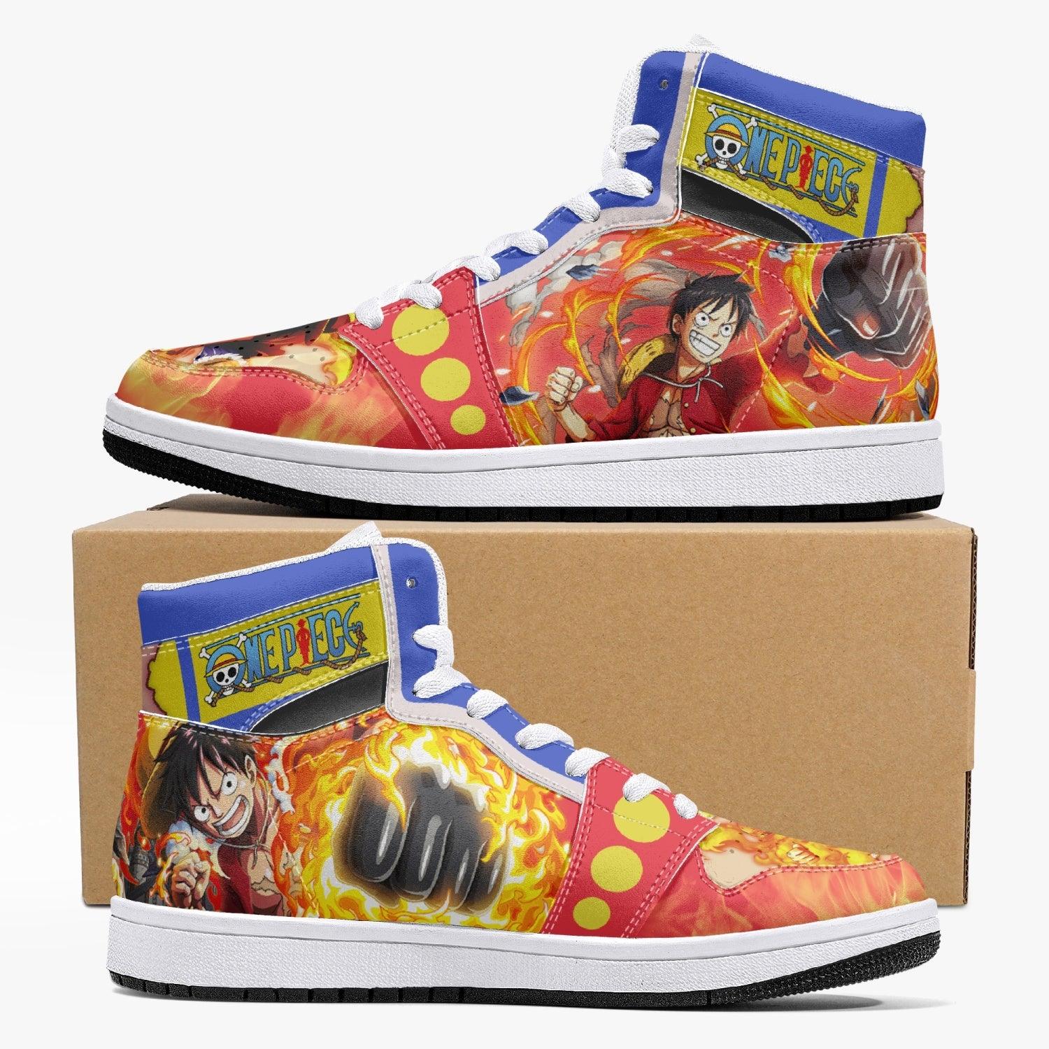 Monkey D. Luffy Red Hawk One Piece Custom Sneaker Mid 1 Basketball Shoes - Otaku Hall