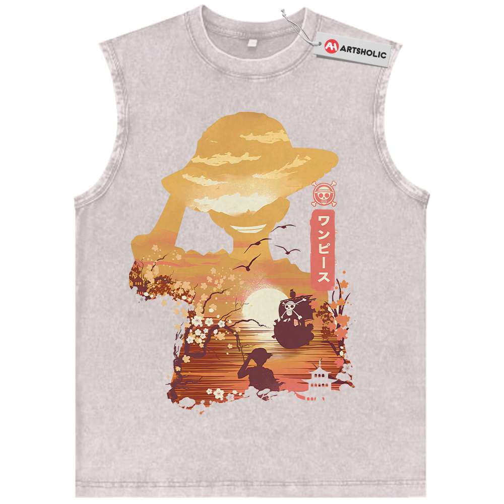 Alternative view of Monkey D Luffy Tank Top, One Piece Tank Top, Anime Tank Top, Vintage Tank Top
