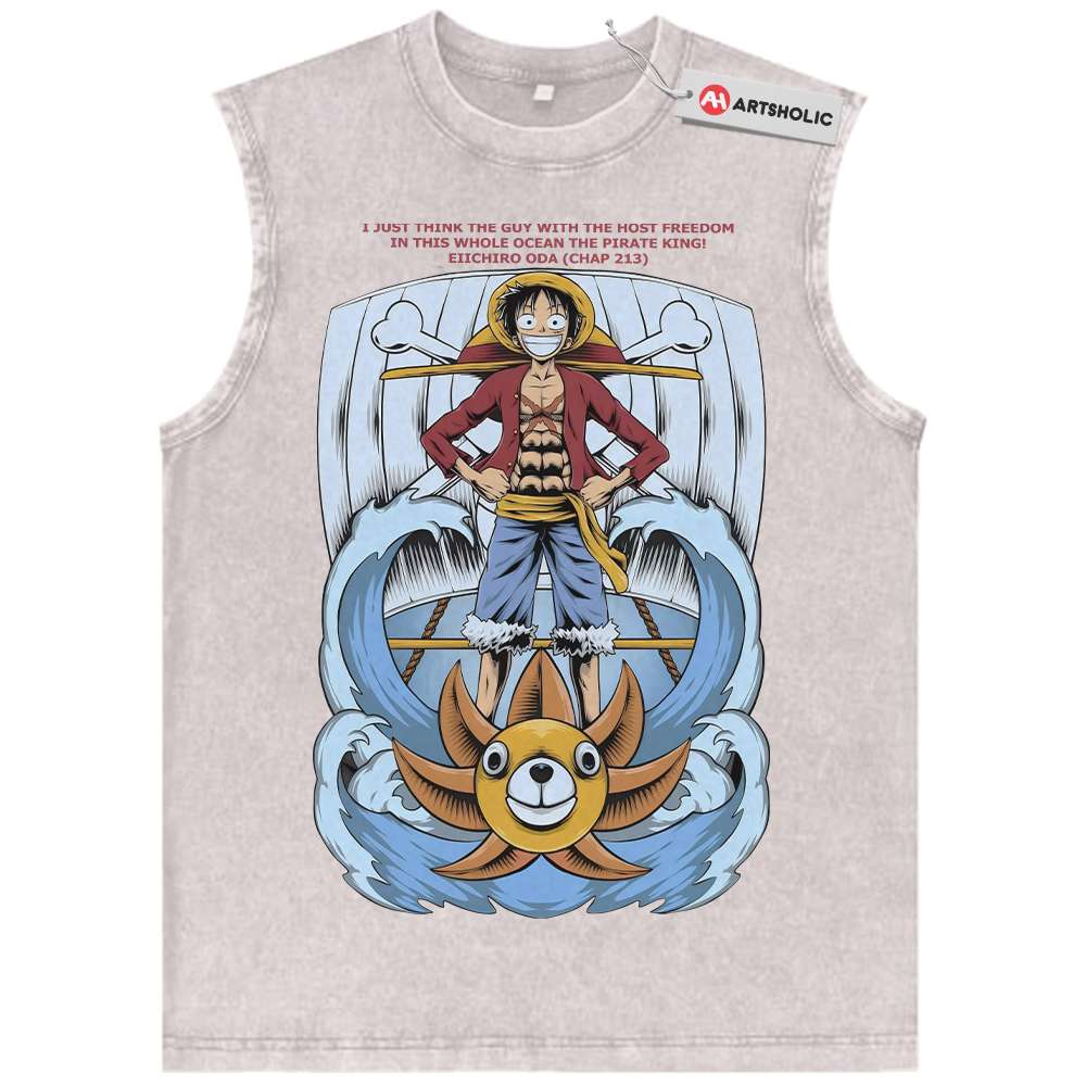 Alternative view of Monkey D Luffy Tank Top, One Piece Tank Top, Anime Tank Top, Vintage Tank Top
