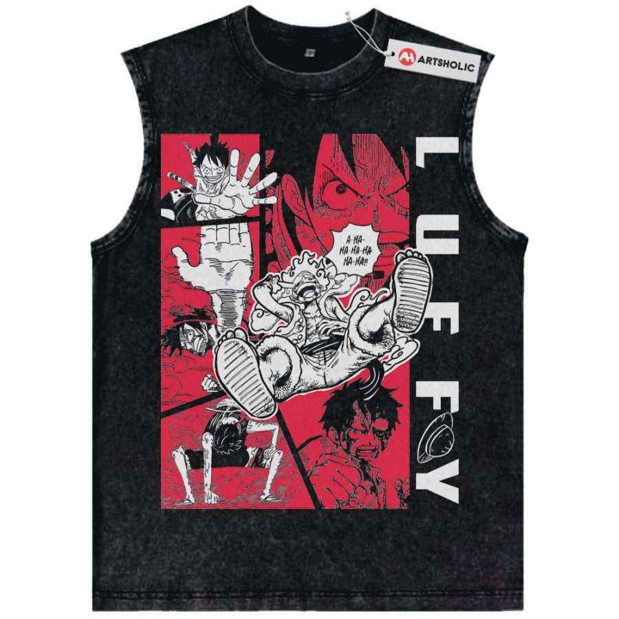 Alternative view of Monkey D Luffy Tank Top, One Piece Tank Top, Anime Tank Top, Vintage Tank Top