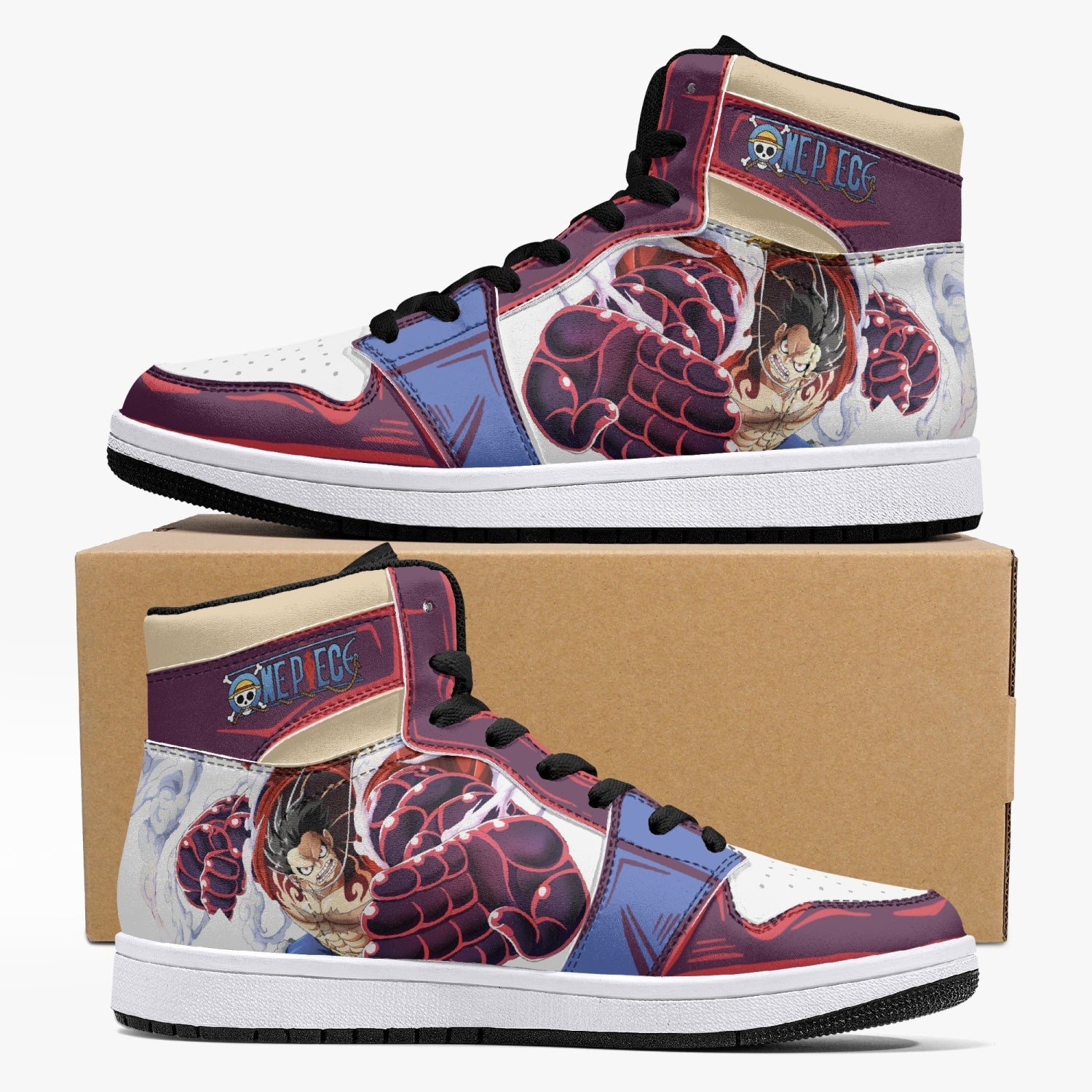 Monkey God Luffy One Piece Custom Sneaker Mid 1 Basketball Shoes - Otaku Hall