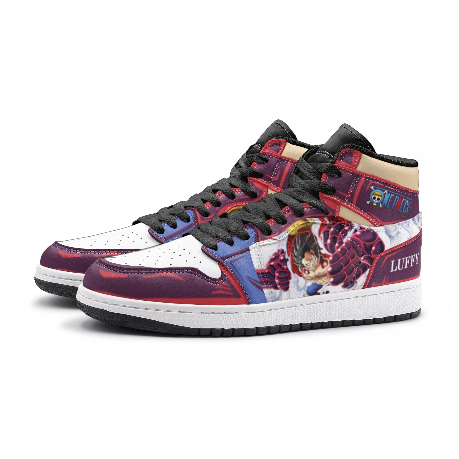 Alternative view of Monkey God Luffy One Piece Custom Sneaker Mid 1 Basketball Shoes - Otaku Hall