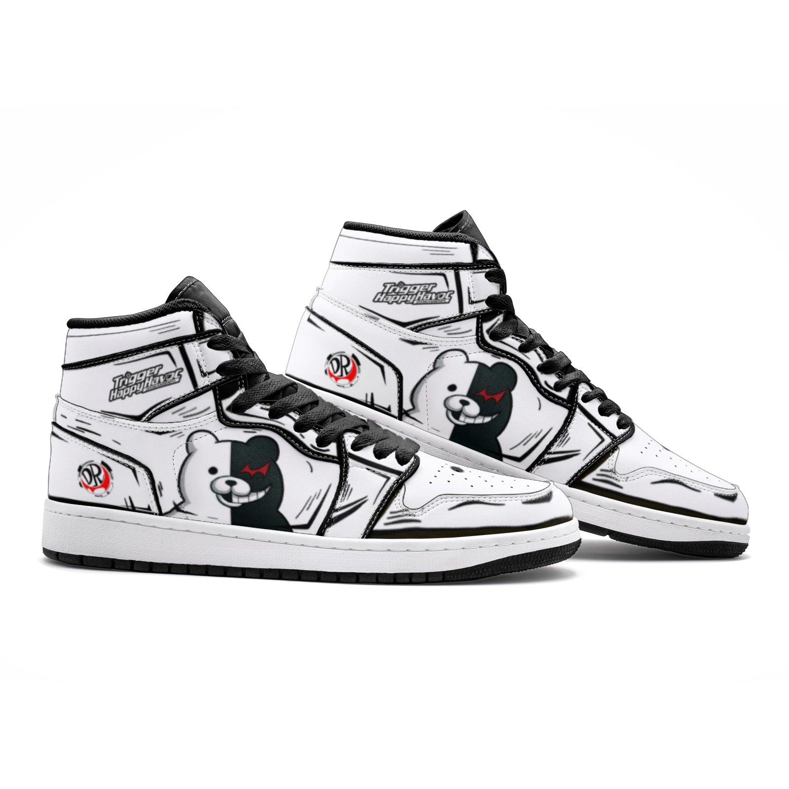Alternative view of Monokuma Danganronpa Custom Sneaker Mid 1 Basketball Shoes - Otaku Hall