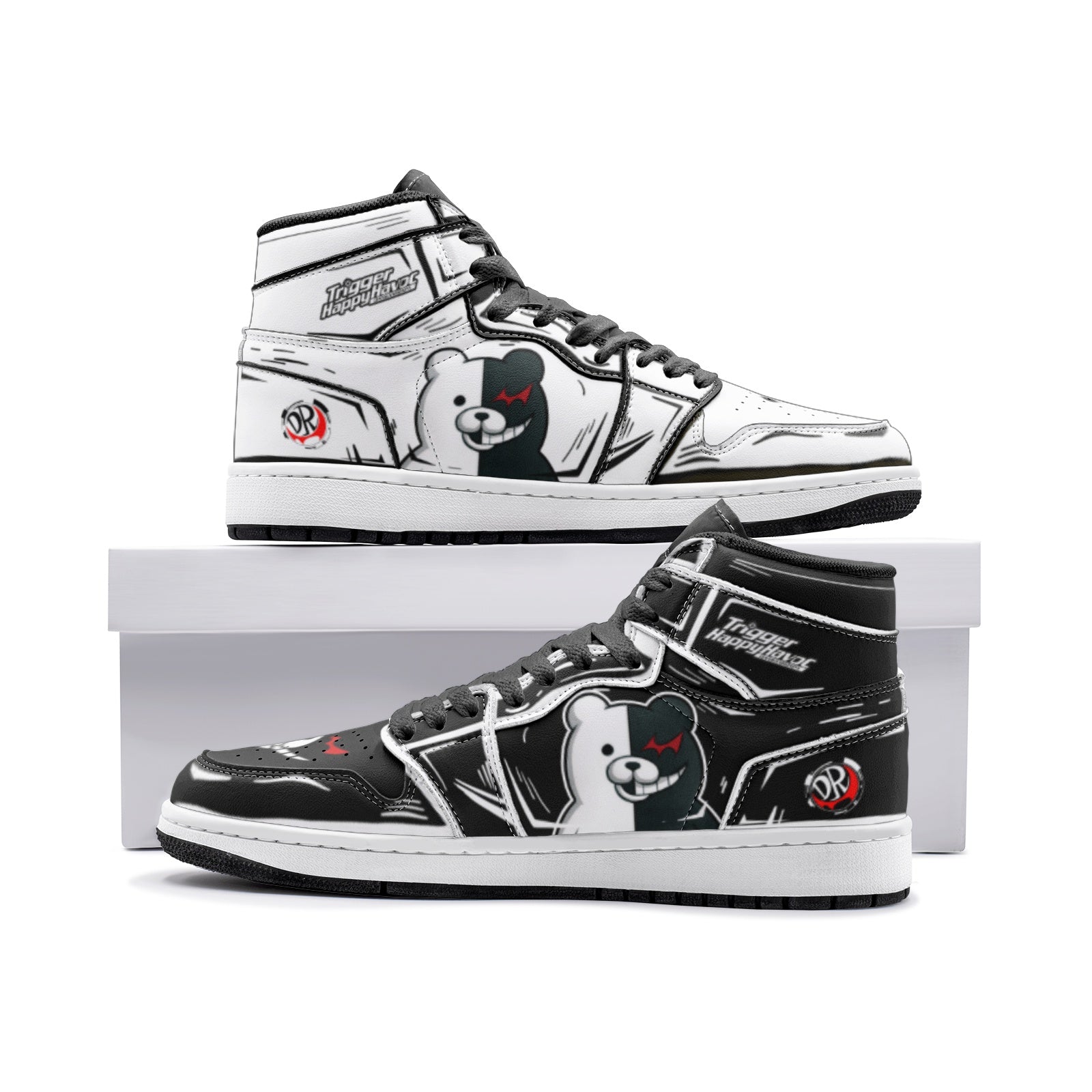 Monokuma Danganronpa Custom Sneaker Mid 1 Basketball Shoes - Otaku Hall