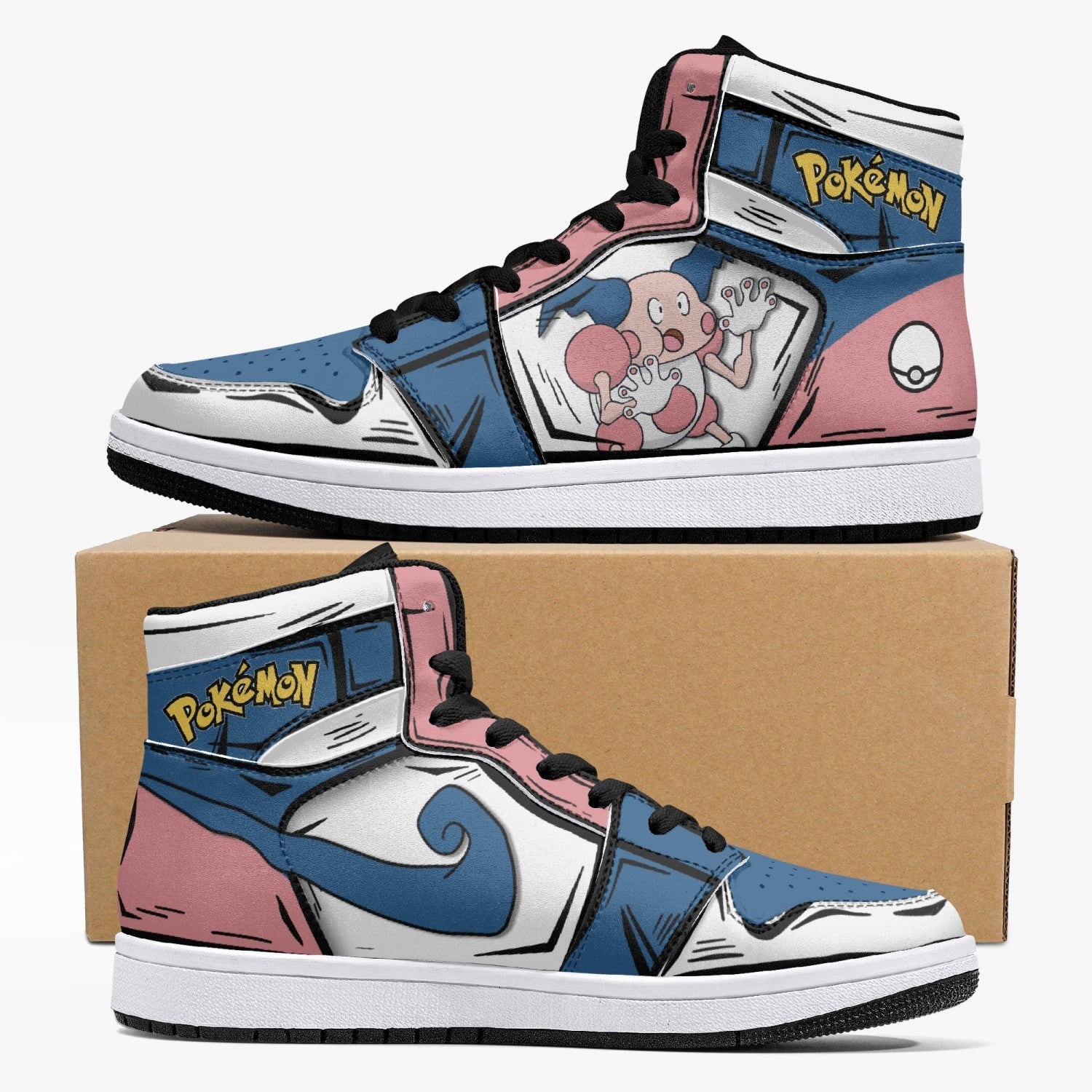 Mr. Mime Pokemon Custom Sneaker Mid 1 Basketball Shoes - Otaku Hall