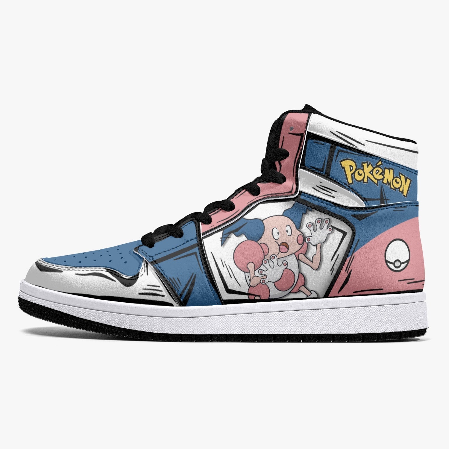 Alternative view of Mr. Mime Pokemon Custom Sneaker Mid 1 Basketball Shoes - Otaku Hall