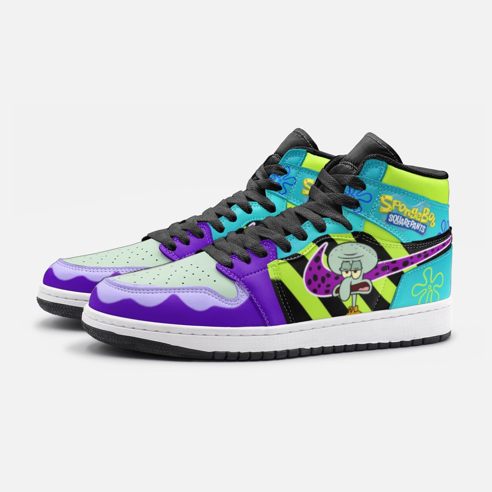 Alternative view of Mr. Squidward Q Tentacles SpongeBob V2 Custom Sneaker Mid 1 Basketball Shoes - Otaku Hall