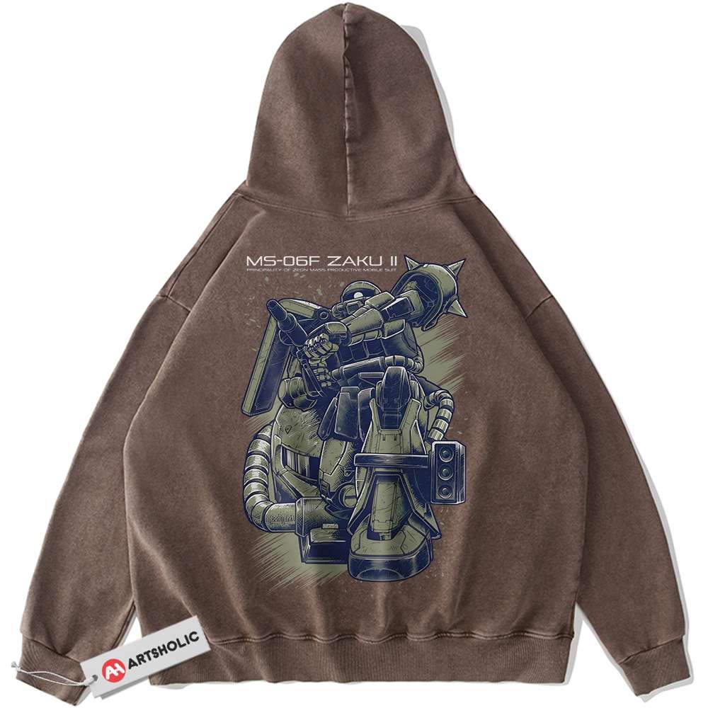 Alternative view of MS-06 Zaku II Hoodie, The Gundam Hoodie, Anime Hoodie, Vintage Hoodie
