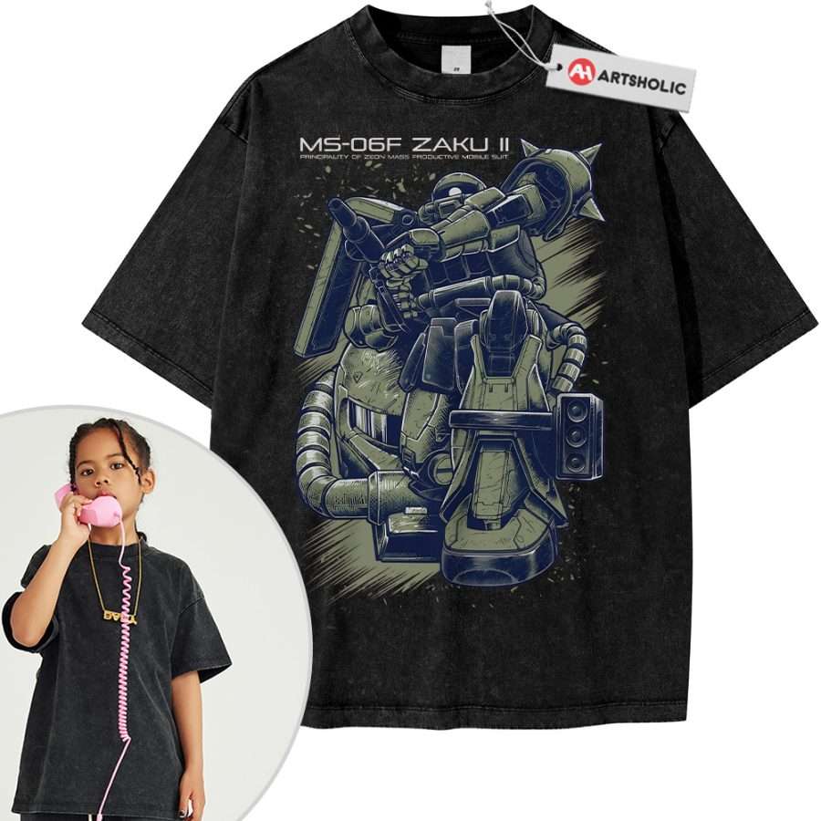 MS-06 Zaku II Shirt For Kids, The Gundam Shirt For Kids, Anime Shirt For Kids, Vintage T-Shirt For Kids - Image 6