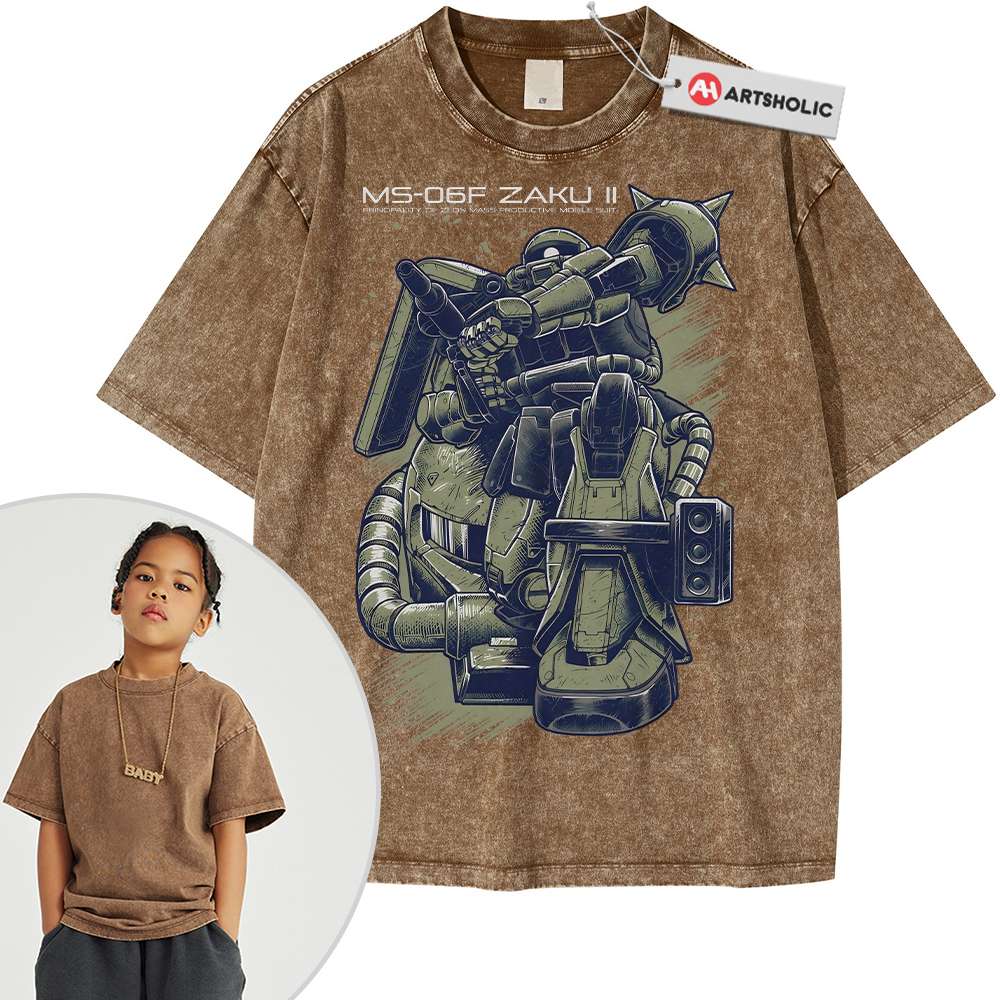 MS-06 Zaku II Shirt For Kids, The Gundam Shirt For Kids, Anime Shirt For Kids, Vintage T-Shirt For Kids - Image 4