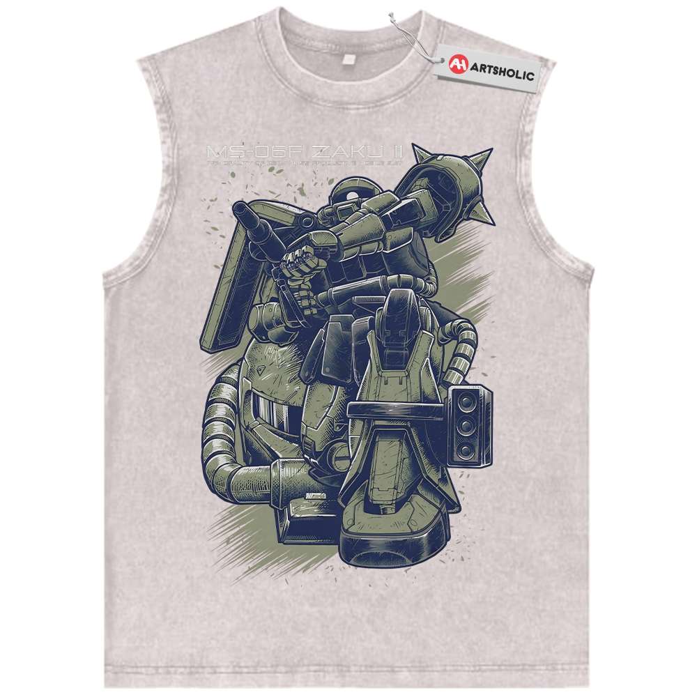 Alternative view of MS-06 Zaku II Tank Top, The Gundam Tank Top, Anime Tank Top, Vintage Tank Top