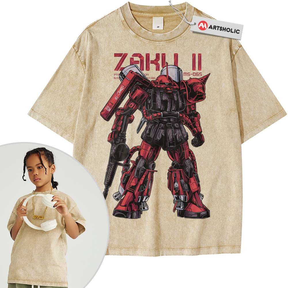 Alternative view of MS-06S Zaku II Shirt For Kids, The Gundam Shirt For Kids, Anime Shirt For Kids, Vintage Tee For Kids