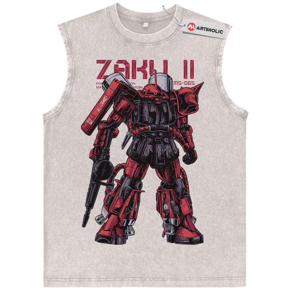 Alternative view of MS-06S Zaku II Tank Top, The Gundam Tank Top, Anime Tank Top, Vintage Tank Top