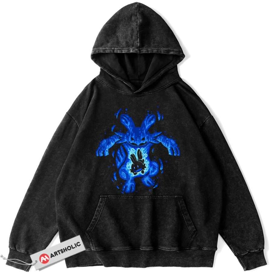 Alternative view of Mudkip Hoodie, Marshtomp Hoodie, Pokemon Hoodie, Anime Hoodie, Vintage Hoodie