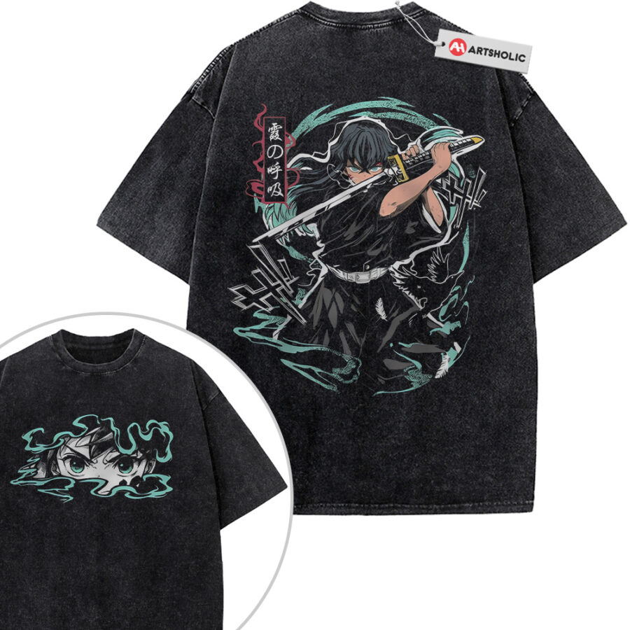 Alternative view of Muichiro Tokito Shirt, Demon Slayer Shirt, Anime Shirt, Vintage T-Shirt 2-Sided