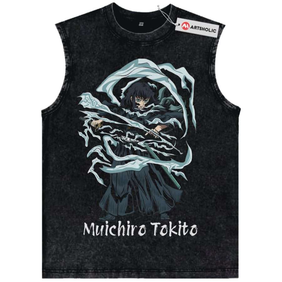 Alternative view of Muichiro Tokito Tank Top, Demon Slayer Tank Top, Anime Tank Top, Vintage Tank Top