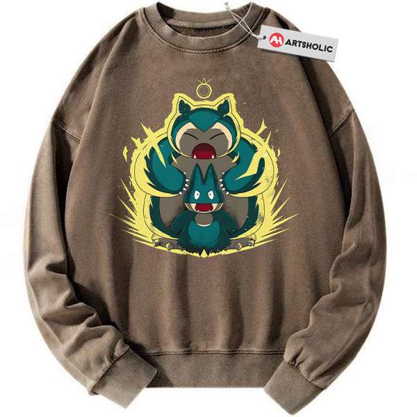 Alternative view of Munchlax vs Snorlax Sweatshirt, Pokemon Sweatshirt, Anime Sweatshirt, Vintage Sweatshirt