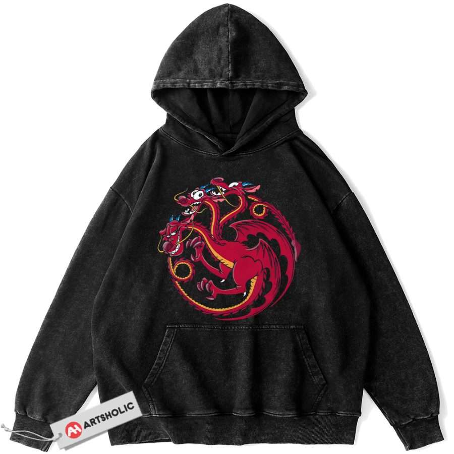 Alternative view of Mushu Hoodie, Mulan Hoodie, Animated Hoodie, Vintage Hoodie