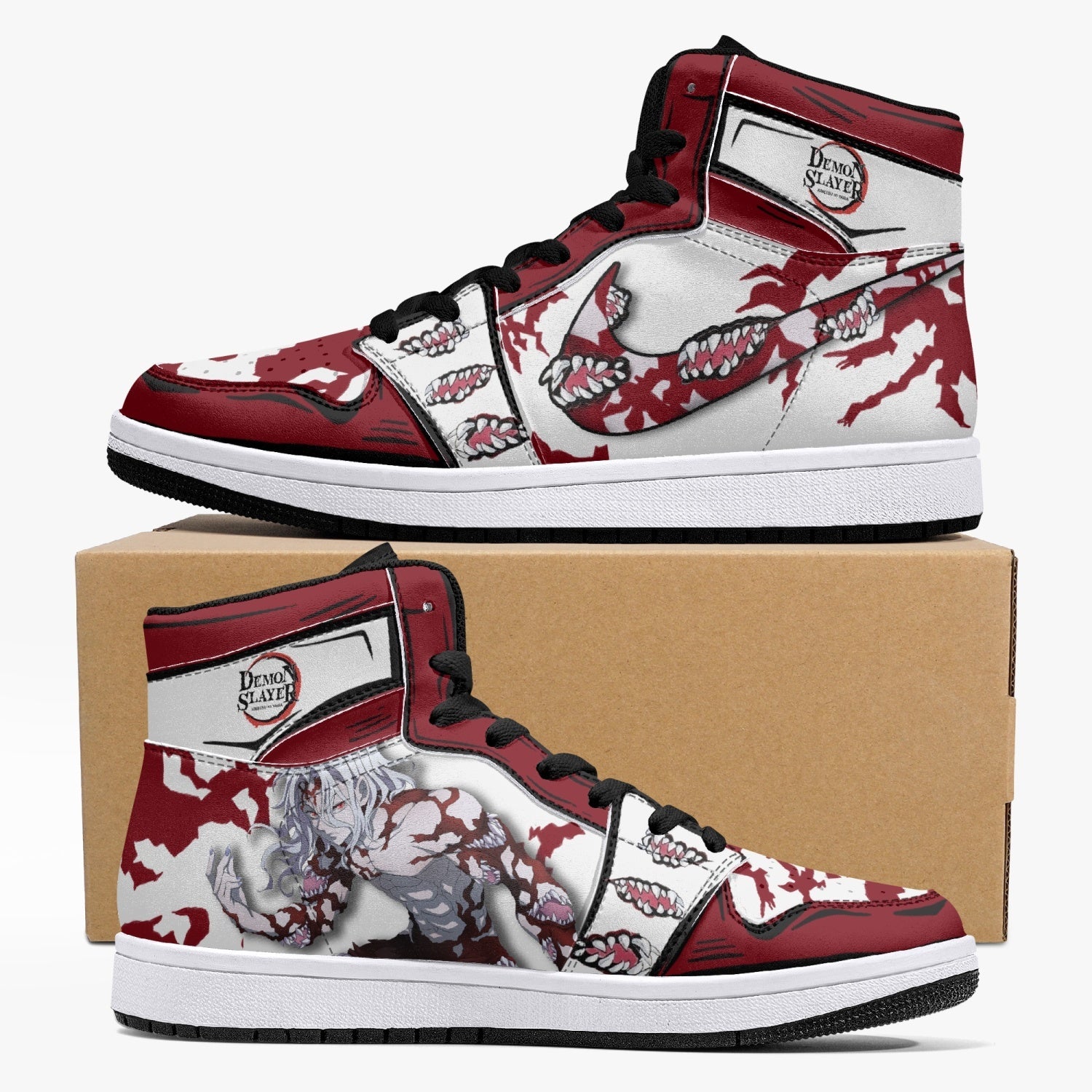 Muzan Kibutsuji Demon Slayer Custom Sneaker Mid 1 Basketball Shoes - Otaku Hall