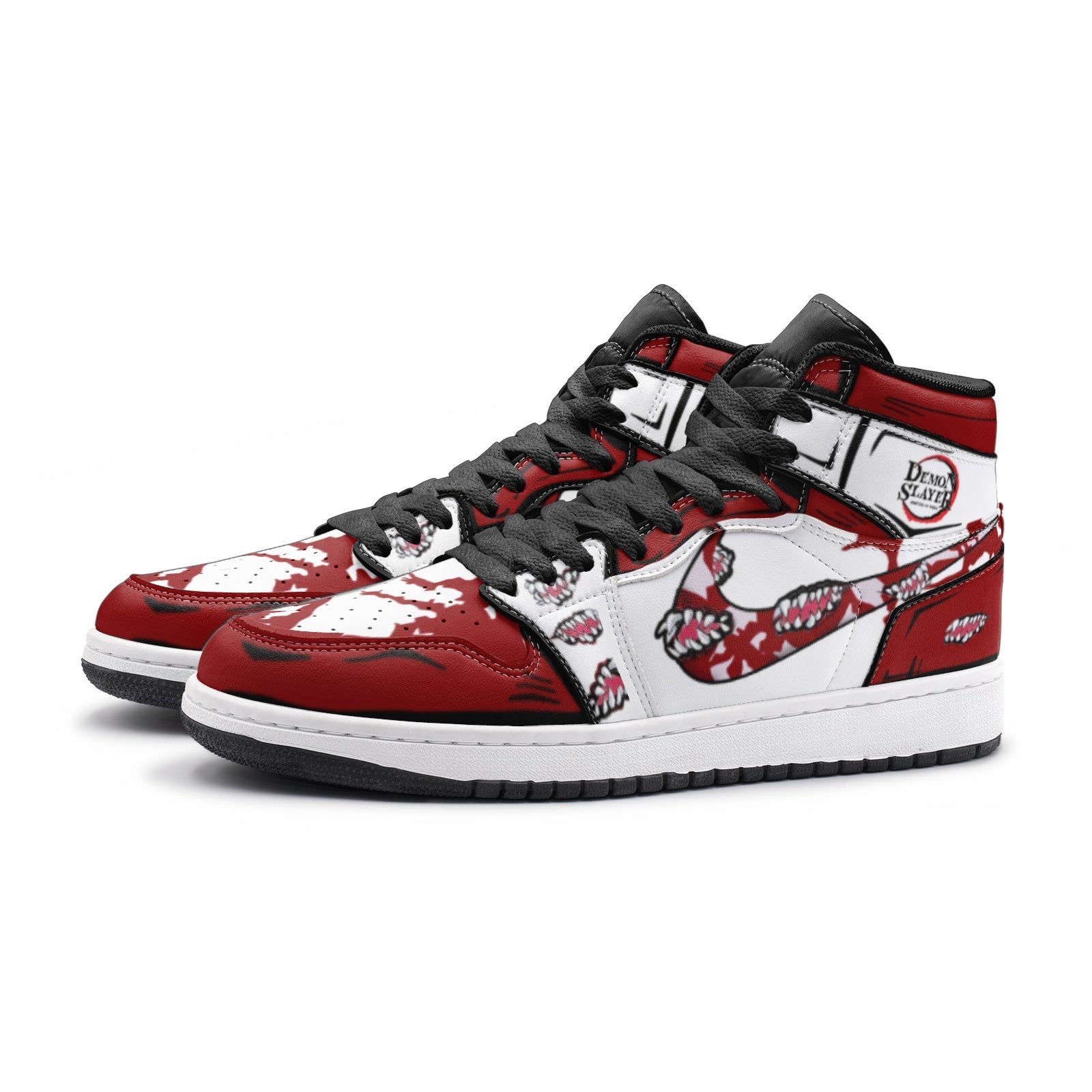 Alternative view of Muzan Kibutsuji Demon Slayer Custom Sneaker Mid 1 Basketball Shoes - Otaku Hall