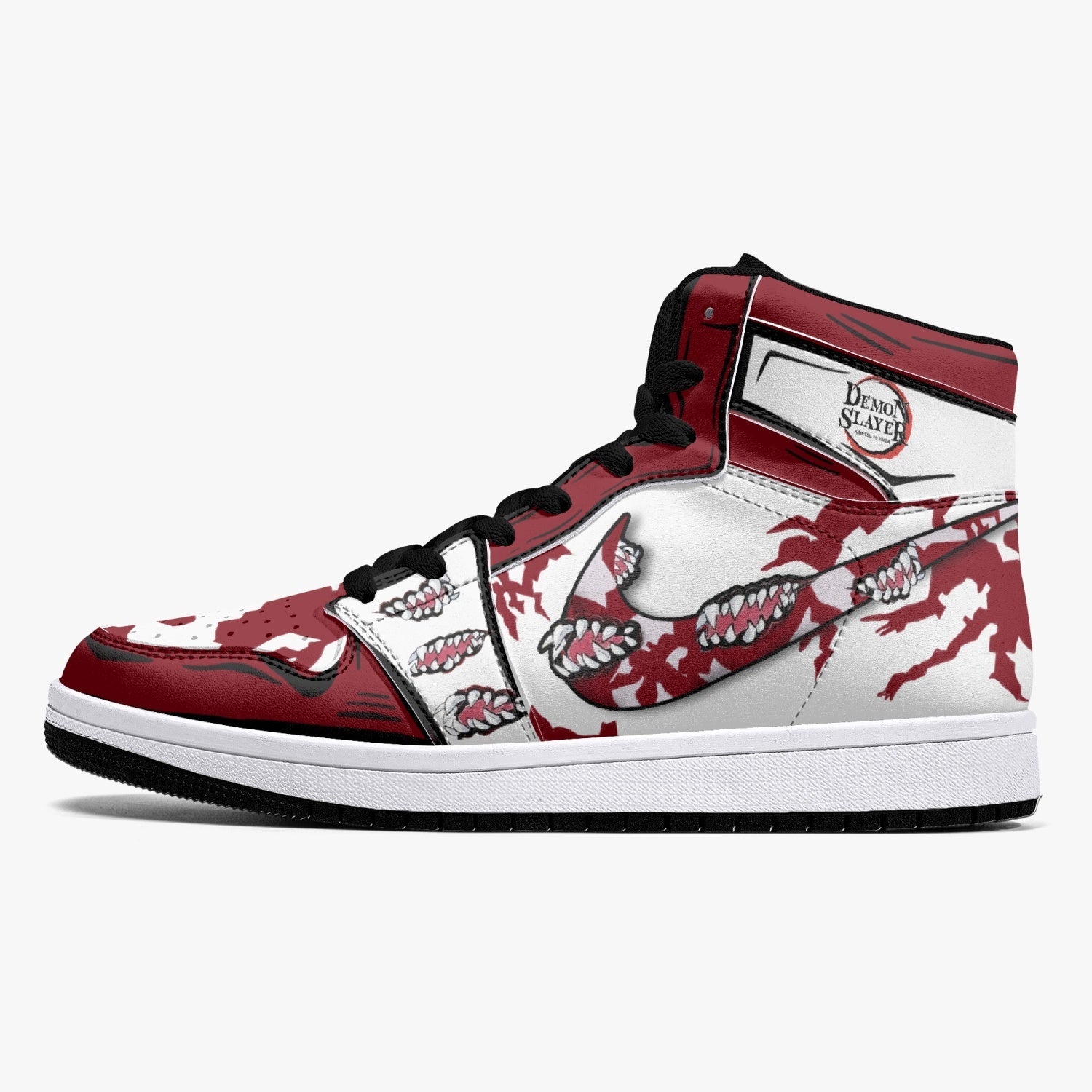 Alternative view of Muzan Kibutsuji Demon Slayer Custom Sneaker Mid 1 Basketball Shoes - Otaku Hall