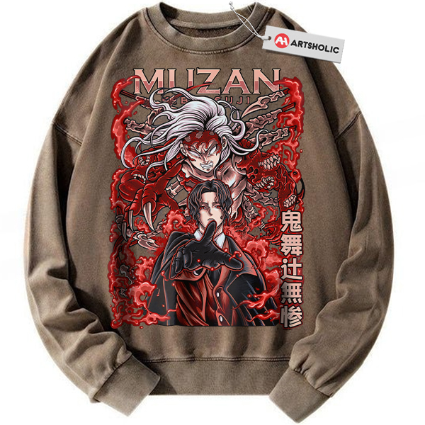 Alternative view of Muzan Kibutsuji Sweatshirt, Demon Slayer Sweatshirt, Anime Sweatshirt, Vintage Sweatshirt