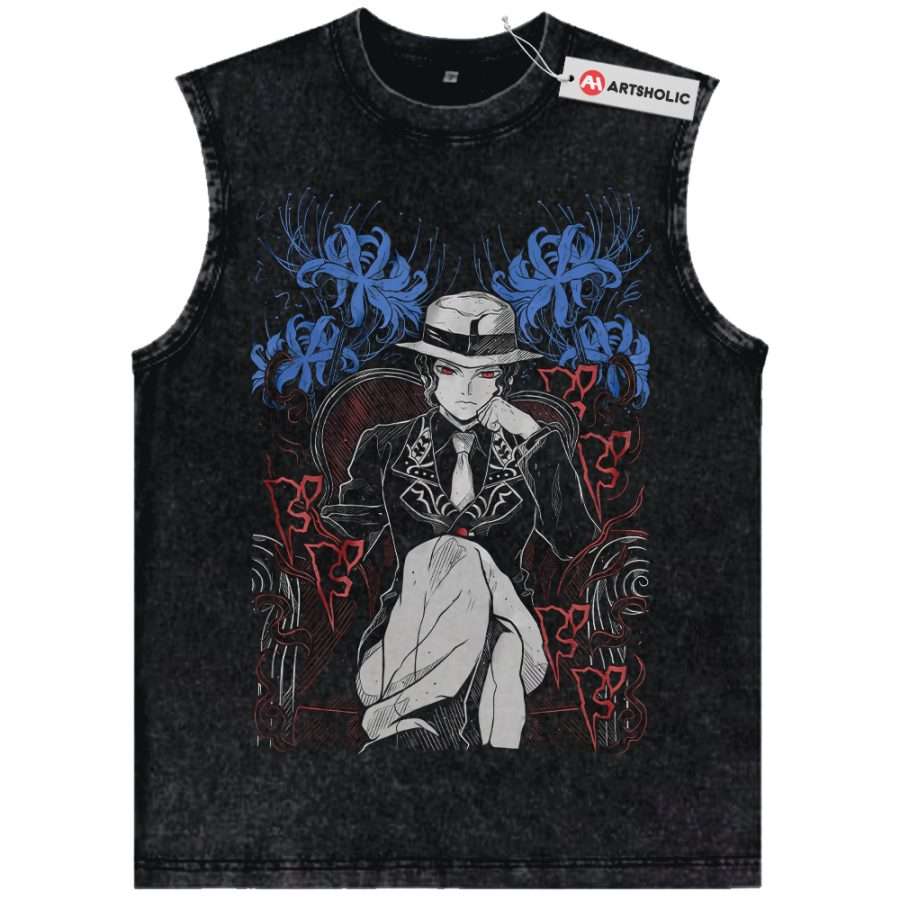 Alternative view of Muzan Kibutsuji Tank Top, Demon Slayer Tank Top, Anime Tank Top, Vintage Tank Top