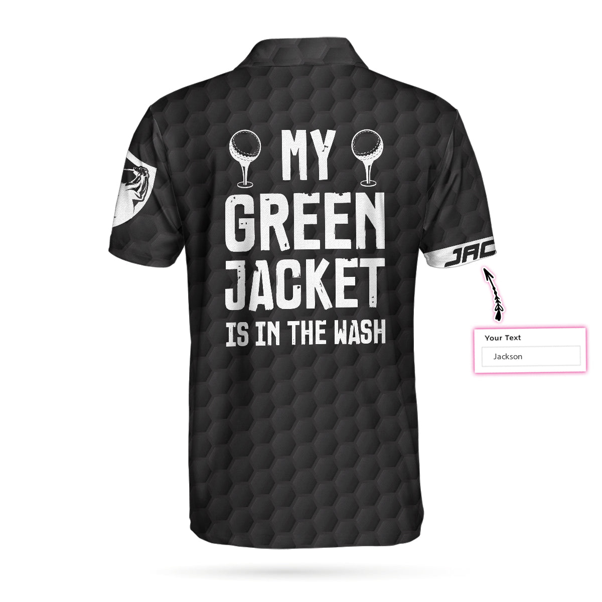 Alternative view of My Green Jacket Is In The Wash Custom Polo Shirt, Personalized Black Golf American Flag Golf Shirt For Men