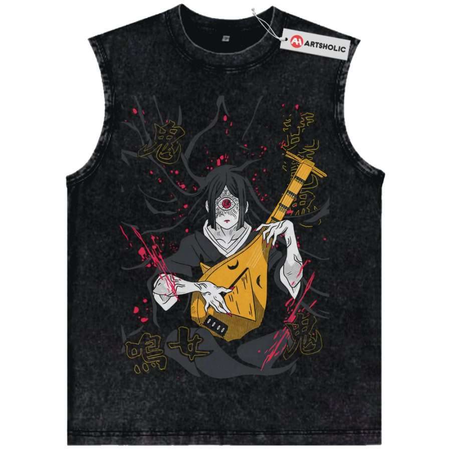 Alternative view of Nakime Tank Top, Demon Slayer Tank Top, Anime Tank Top, Vintage Tank Top