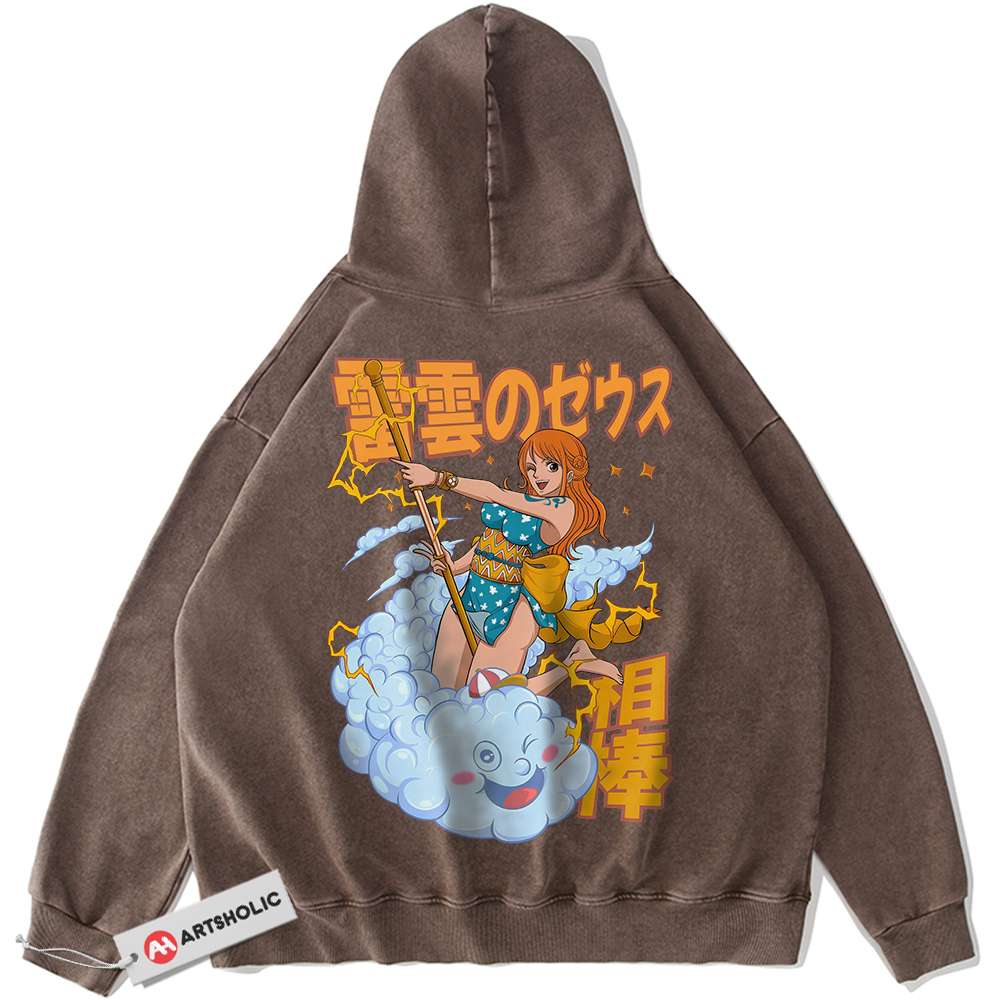 Alternative view of Nami Hoodie, One Piece Hoodie, Anime Hoodie, Vintage Hoodie