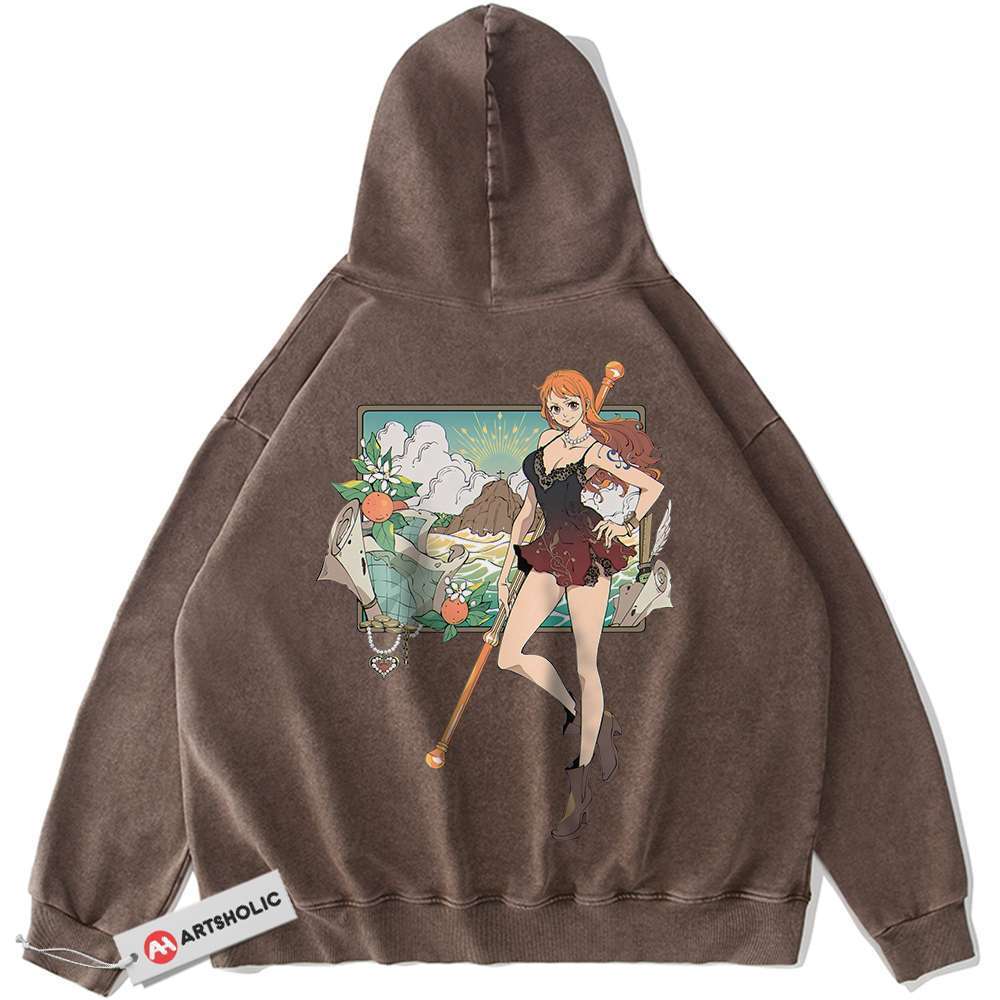 Alternative view of Nami Hoodie, One Piece Hoodie, Anime Hoodie, Vintage Hoodie