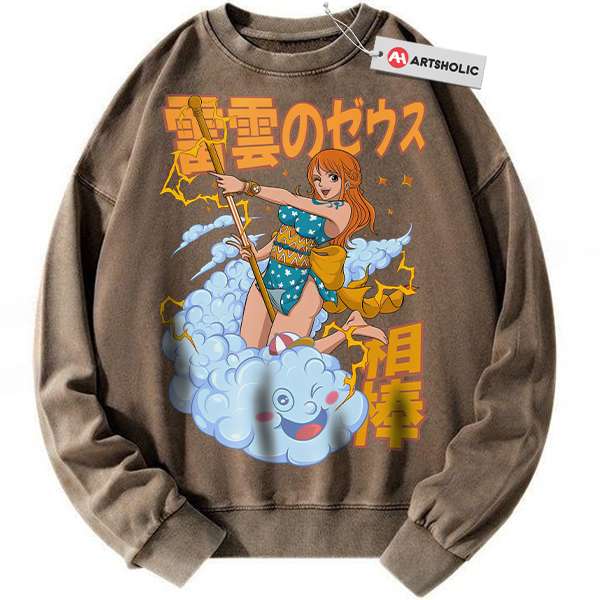 Alternative view of Nami Sweatshirt, One Piece Sweatshirt, Anime Sweatshirt, Vintage Sweater
