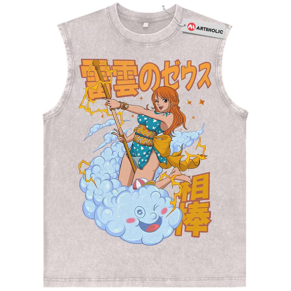 Alternative view of Nami Tank Top, One Piece Tank Top, Anime Tank Top, Vintage Tank Top