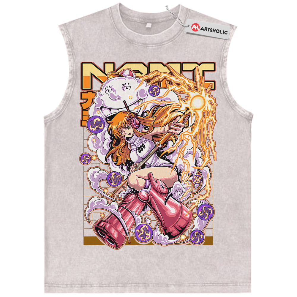 Alternative view of Nami Tank Top, One Piece Tank Top, Anime Tank Top, Vintage Tank Top
