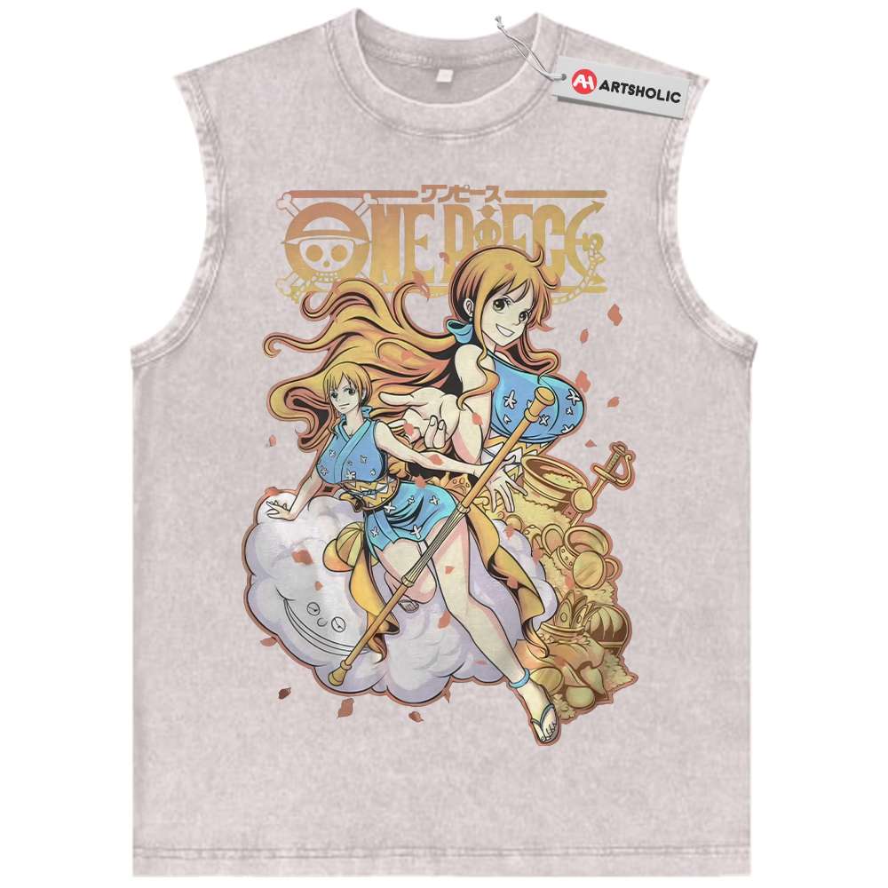 Alternative view of Nami Tank Top, One Piece Tank Top, Anime Tank Top, Vintage Tank Top