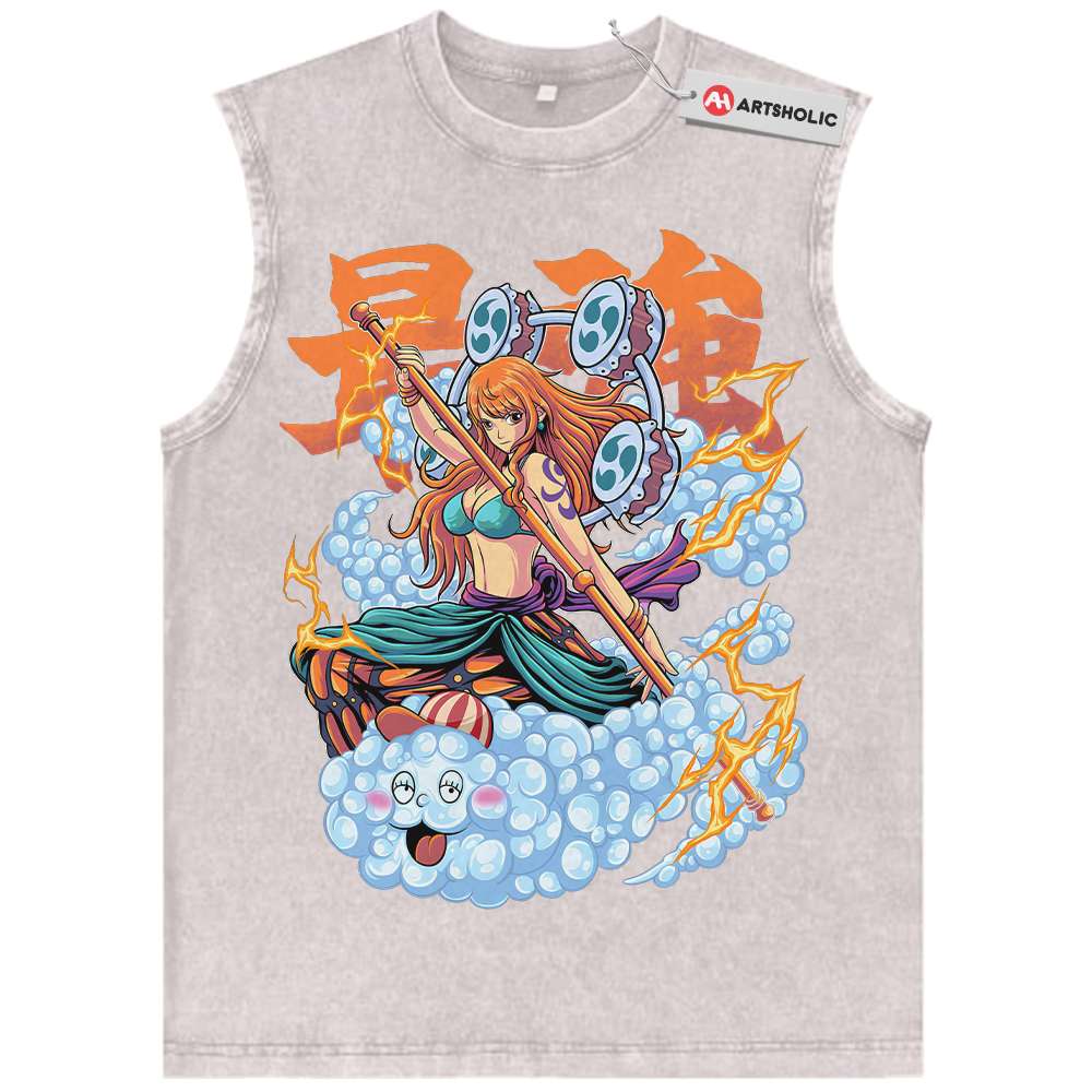 Alternative view of Nami Tank Top, One Piece Tank Top, Anime Tank Top, Vintage Tank Top