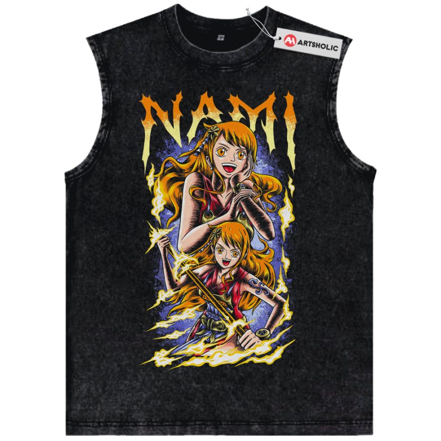 Alternative view of Nami Tank Top, One Piece Tank Top, Anime Tank Top, Vintage Tank Top