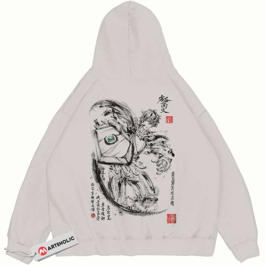 Alternative view of Naofumi Iwatani Hoodie, The Rising of The Shield Hero Hoodie, Anime Hoodie, Vintage Hoodie