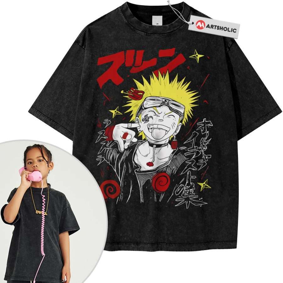 Alternative view of Naruto Uzumaki, Anime Shirt For Kids, Vintage Tee For Kids