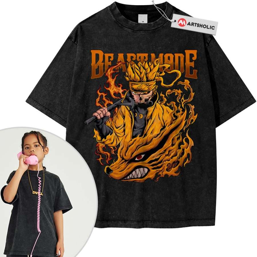 Alternative view of Naruto Uzumaki Shirt For Kids, Kurama Shirt For Kids, Anime Shirt For Kids, Vintage Tee For Kids