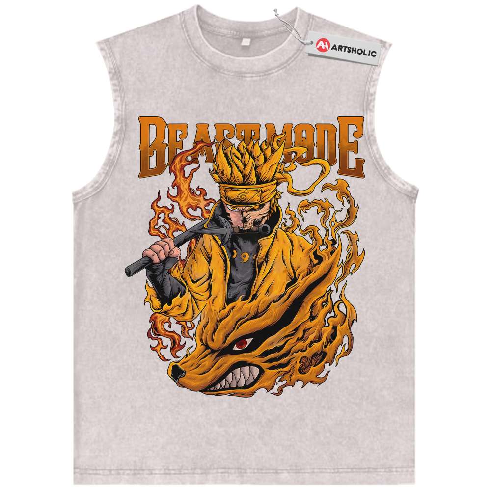 Alternative view of Naruto Uzumaki Tank Top, Kurama Tank Top, Anime Tank Top, Vintage Tank Top