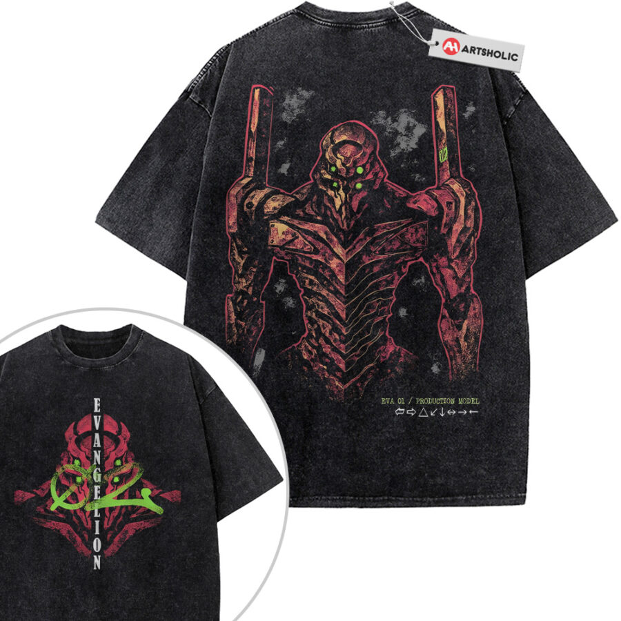 Alternative view of Neon Genesis Evangelion Shirt, Anime Shirt, Vintage T-Shirt 2-Sided