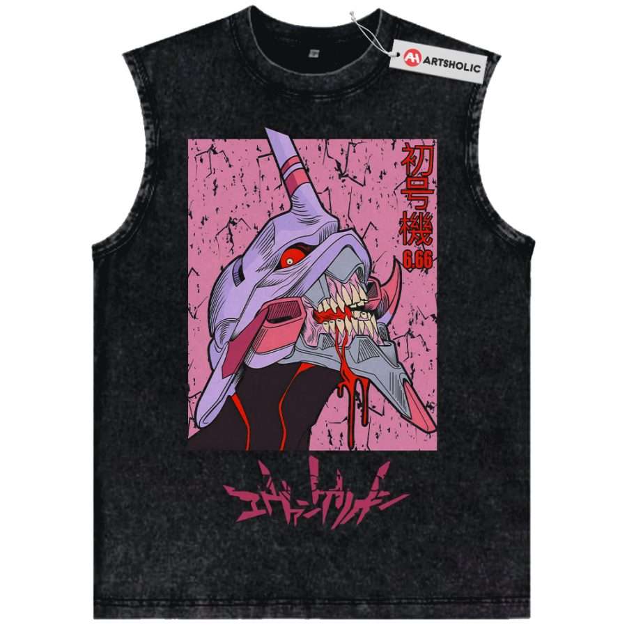 Alternative view of Neon Genesis Evangelion Tank Top, Anime Tank Top, Vintage Tank Top