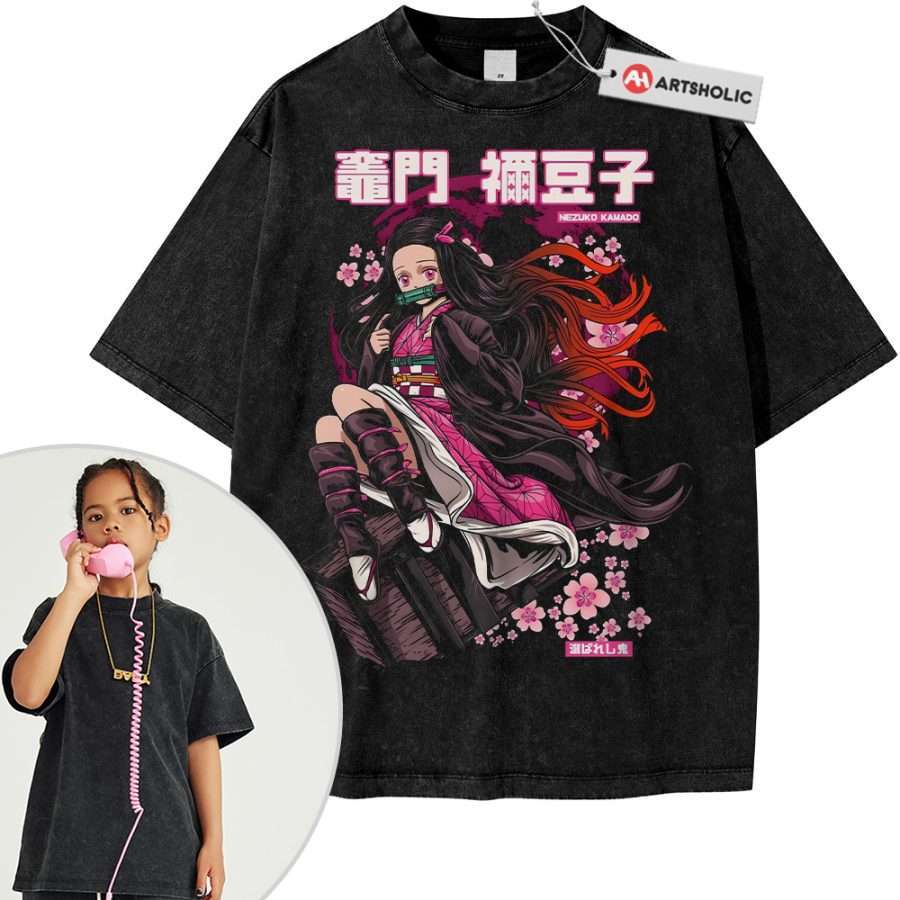 Alternative view of Nezuko Kamado Shirt For Kids, Demon Slayer Shirt For Kids, Anime Shirt For Kids, Vintage Tee For Kids