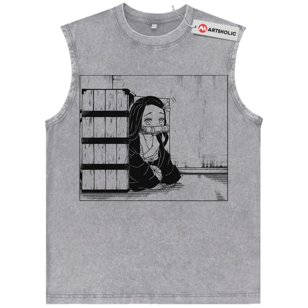 Alternative view of Nezuko Kamado Tank Top, Demon Slayer Tank Top, Anime Tank Top, Vintage Tank Top