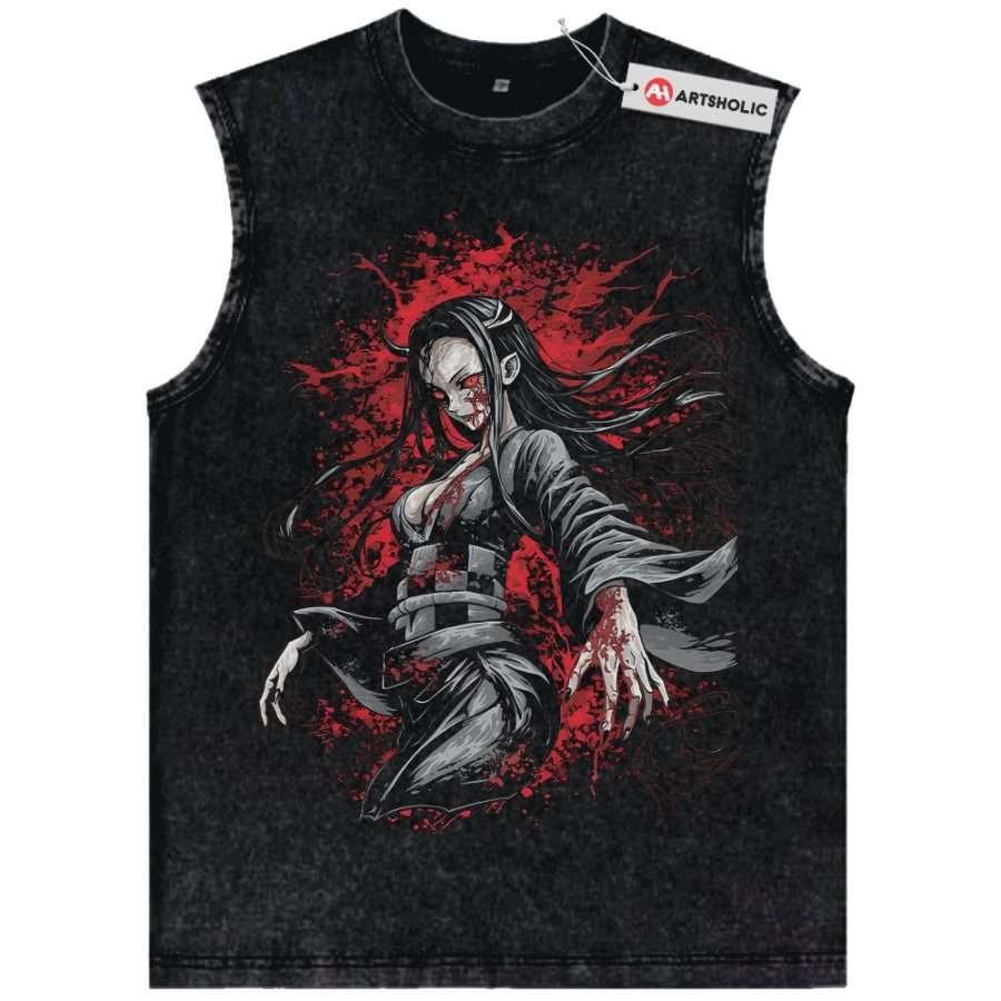 Alternative view of Nezuko Kamado Tank Top, Demon Slayer Tank Top, Anime Tank Top, Vintage Tank Top