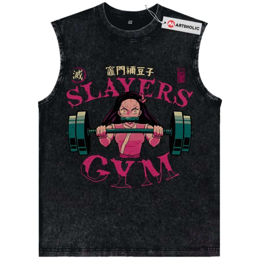 Alternative view of Nezuko Kamado Tank Top, Demon Slayer Tank Top, Anime Tank Top, Vintage Tank Top