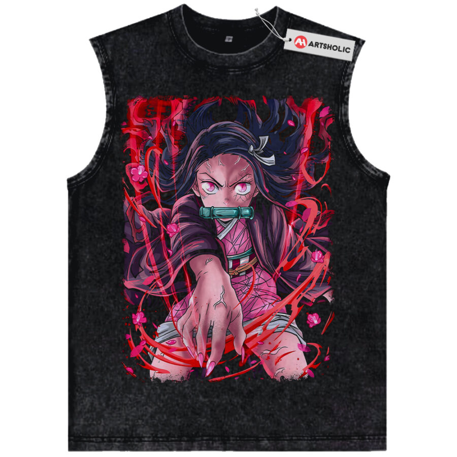 Alternative view of Nezuko Kamado Tank Top, Demon Slayer Tank Top, Anime Tank Top, Vintage Tank Top
